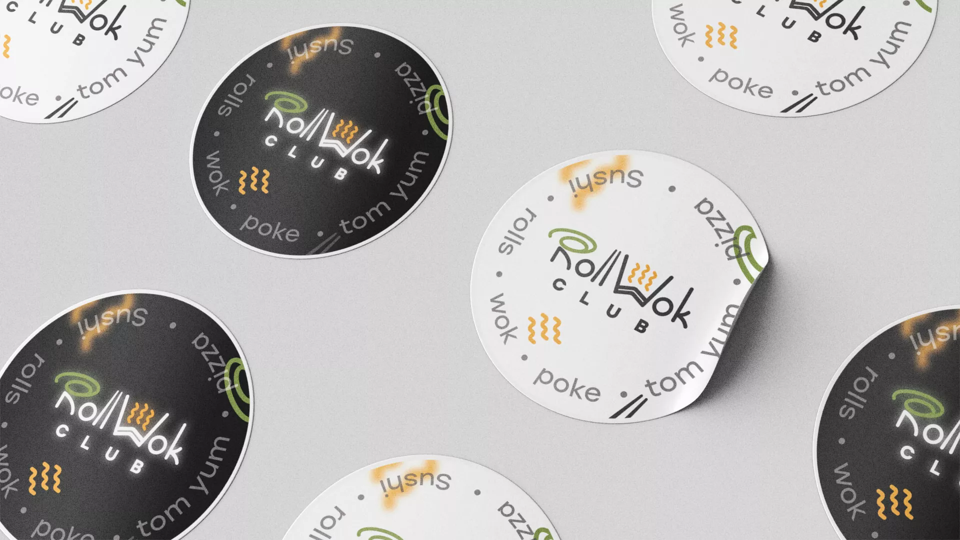 Разработка наклеек для суши-бара «Roll Wok Club» в Галиче
